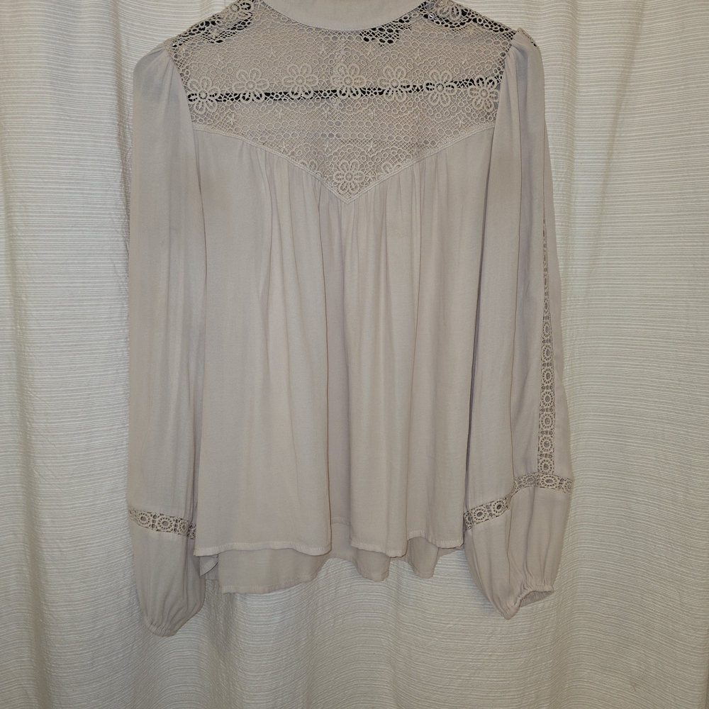 Forever 21 Lace Accent Blouse - Cream